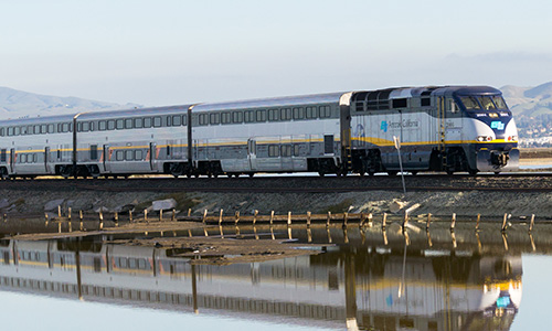 Amtrak train in San Jose, California