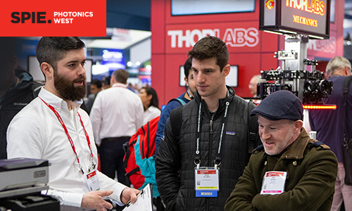 An impressed audience of exhibition attendees at SPIE Photonics West