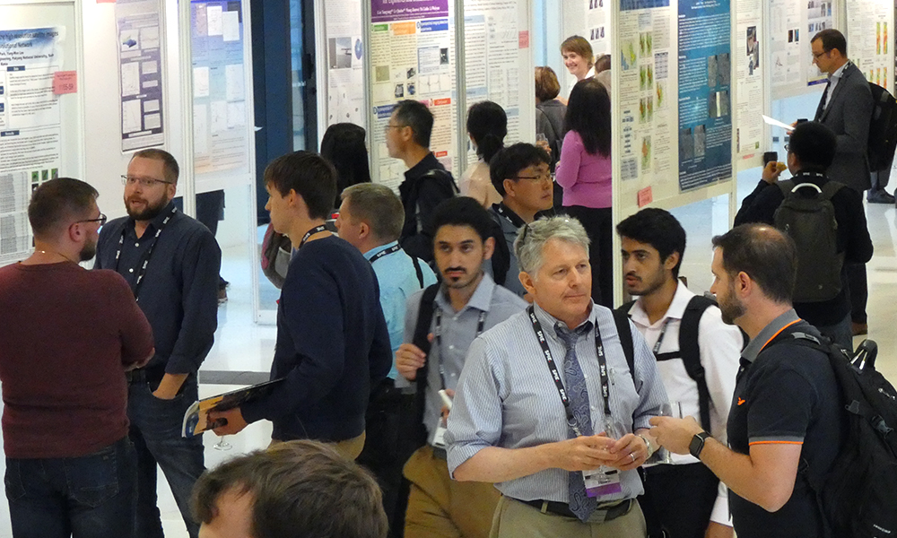 Conference attendees at a SPIE Sensors + Imaging poster session