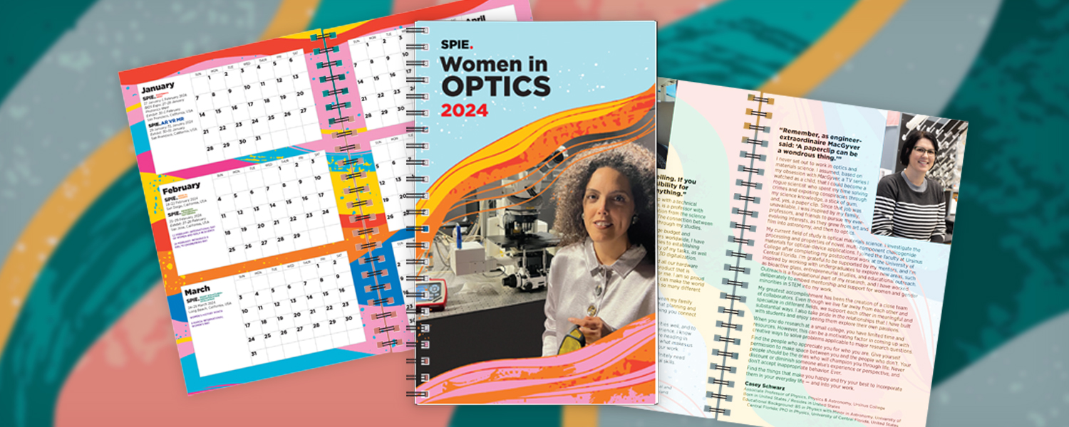 2024 Women in Optics notebook cover and inside pages
