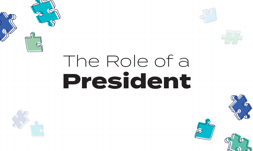 Graphic of puzzle pieces with the words "The Role of a President" 