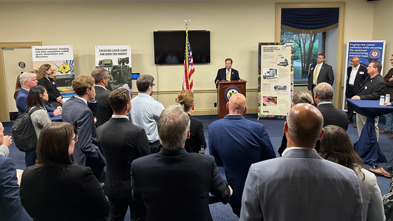 Rep. Donald Norcross addresses attendees at SPIE Photonics Industry Summit