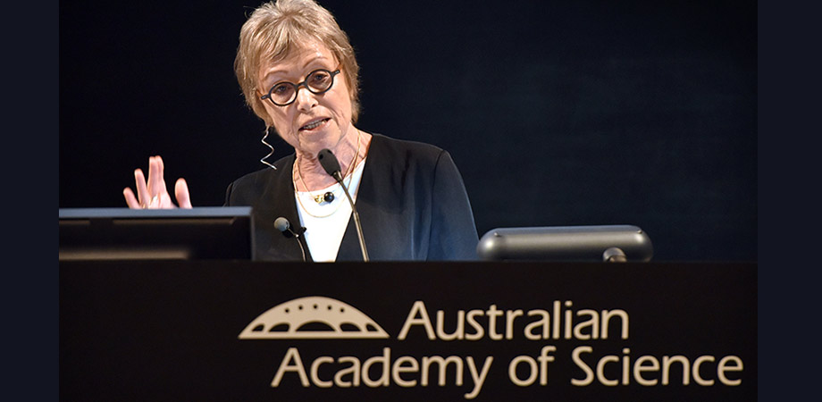 2025 SPIE Gold Medal recipient Halina Rubinsztein-Dunlop in a 2016 photo, speaking as a newly inaugurated Fellow of the Australian Academy of Science.