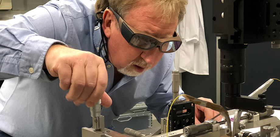 Graham Reed, 2023 SPIE Gold Medal recipient, in his lab.