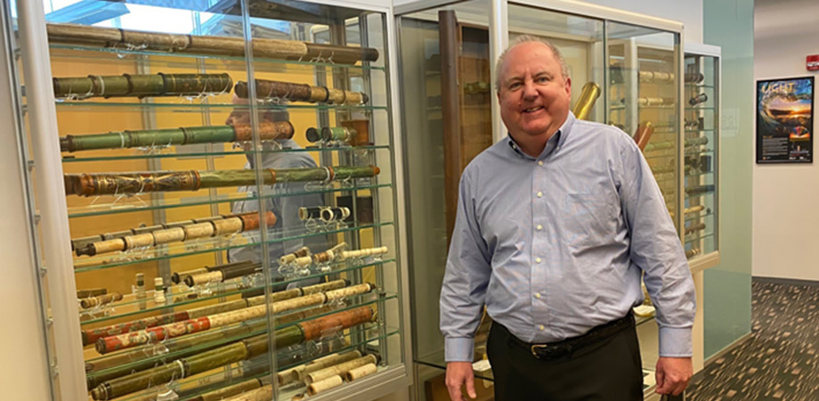 John Greivenkamp, in 2020, at the University of Arizona's Wyant College of Optical Sciences' Museum of Optics. Credit: Bernard Kress.