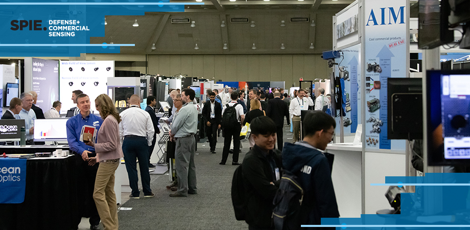 Image of SPIE Defense + Commercial Sensing exhibit floor in 2019.