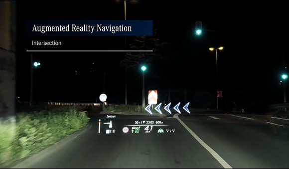 The AR HUD in the Mercedes-Benz S-Class sedans