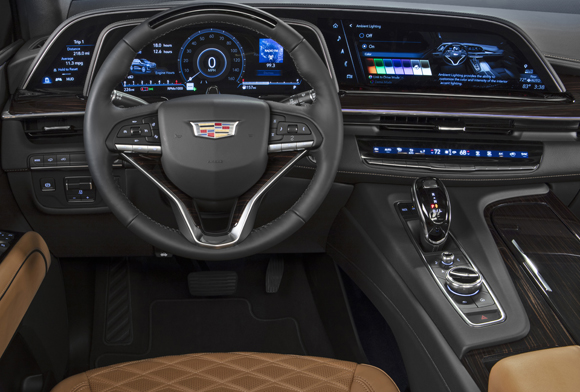 The curved 38-inch OLED display on the 2021 Cadillac Escalade