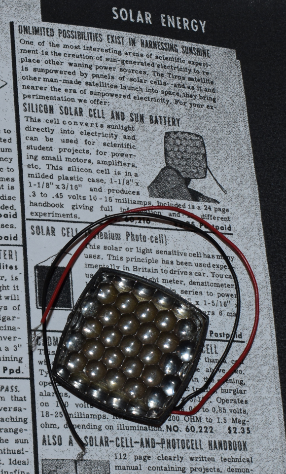 The author’s 1960 solar cell, which cost $2.25
