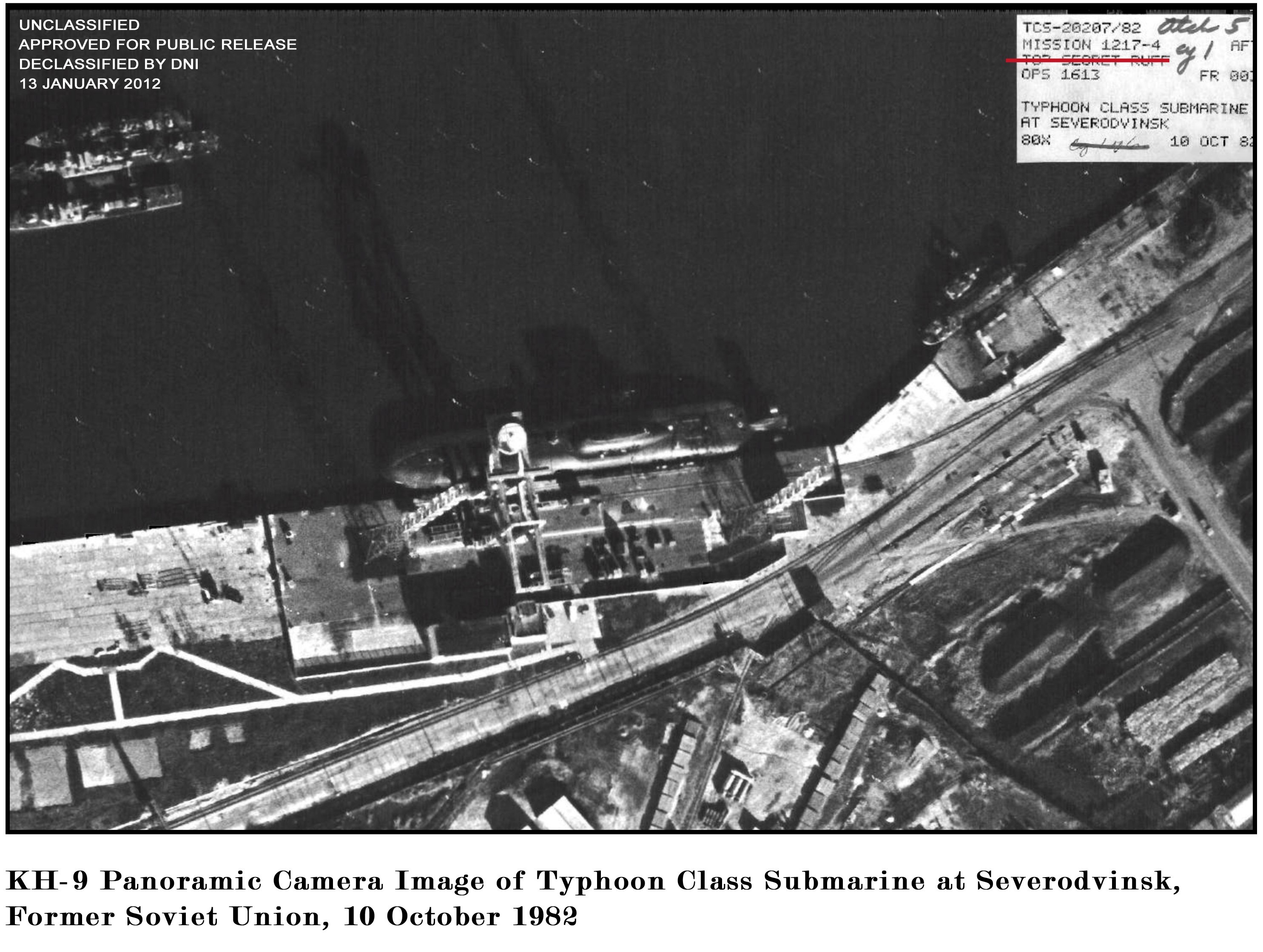 KH-9 panoramic camera image of Typhoon class submarine